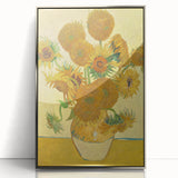 Large art print of Van Gogh's 'Starry Night' in silver frame; vibrant blue and yellow tones, ideal for modern art wall decor.