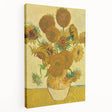 Vincent van Gogh-inspired stretched canvas with a swirling starry sky in vibrant blue and yellow tones.