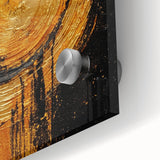 Abstract wall art design featuring colorful acrylic strokes on glass, showcasing vibrant hues of blue, yellow, and red, ideal for modern home decor.