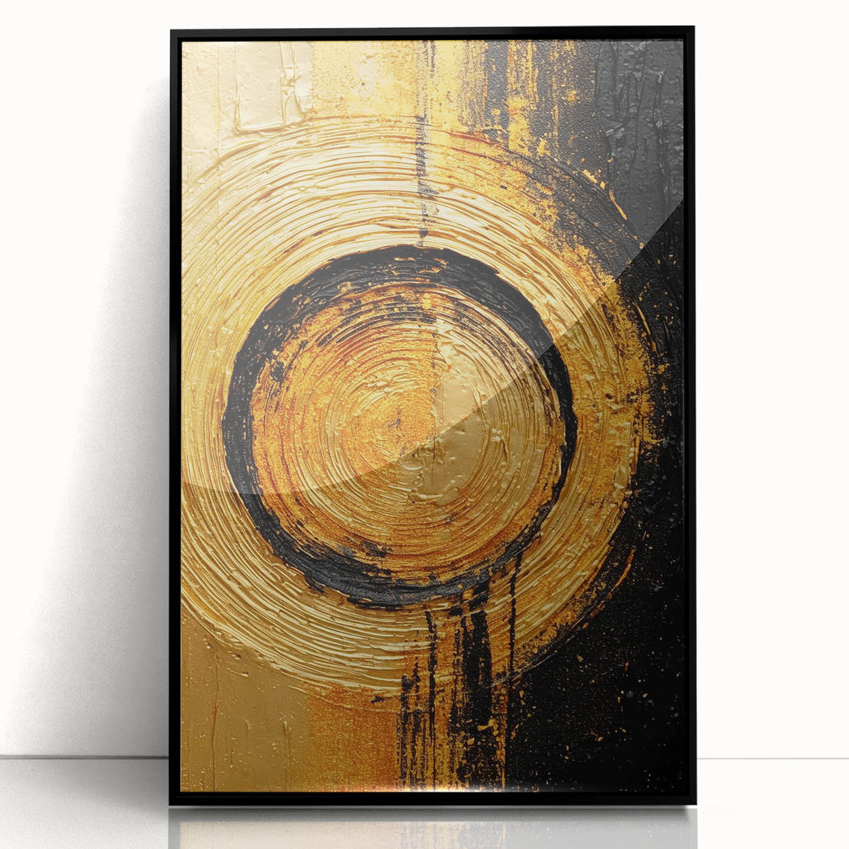 Framed abstract wall art featuring dynamic black strokes on a white background, showcasing a modern design ideal for contemporary home decor.
