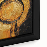 Close-up of framed abstract strokes wall art on canvas, showcasing vibrant colors and dynamic brushwork, perfect for modern home decor and artistic flair.