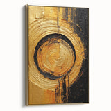 Framed canvas wall art showcasing abstract strokes in gold and white, adding a modern touch to home decor with a sleek side profile view. Perfect for contemporary interiors.