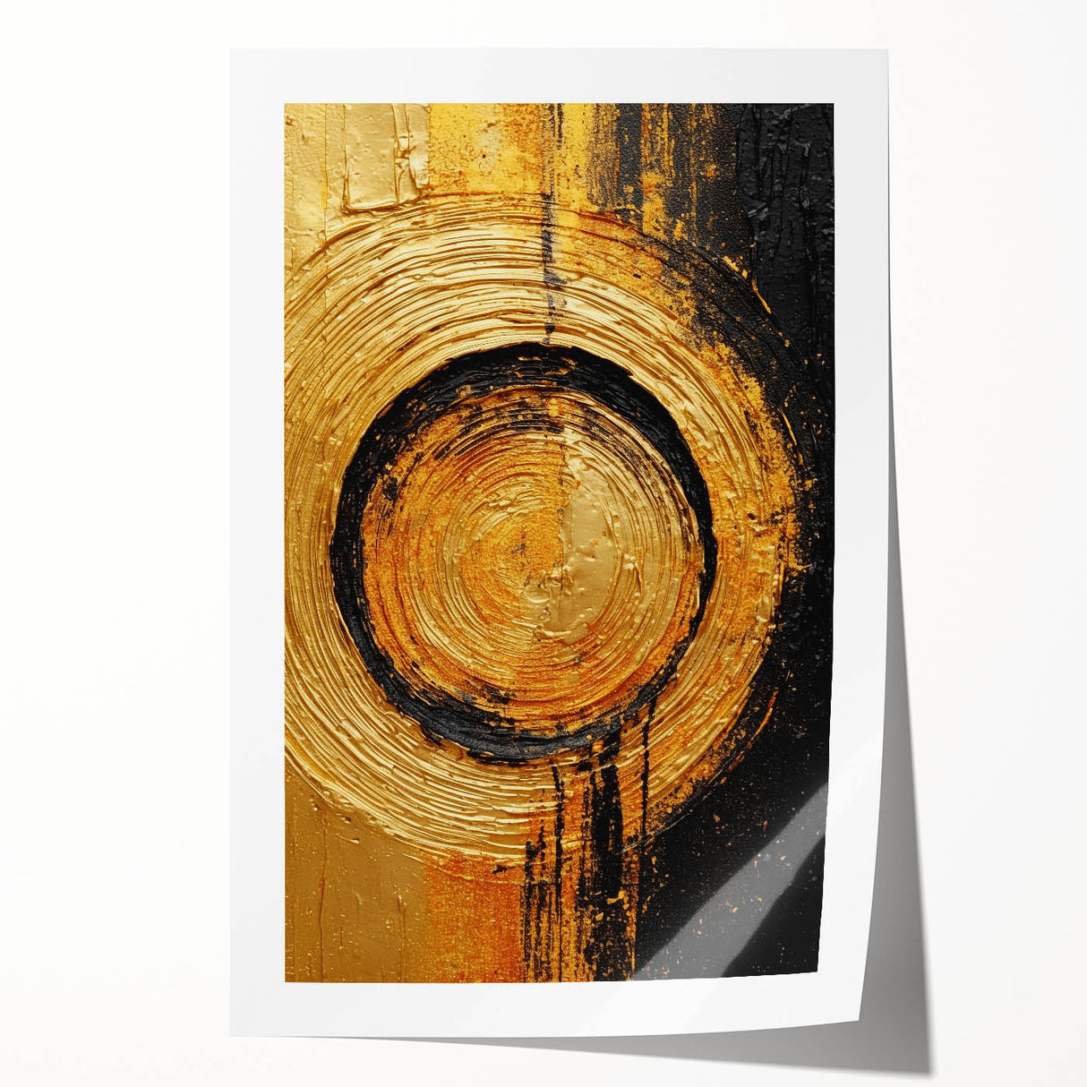 Abstract wall art print showcasing vibrant, multicolored strokes on a textured canvas, elegantly rolled and ready for display in any modern decor setting.