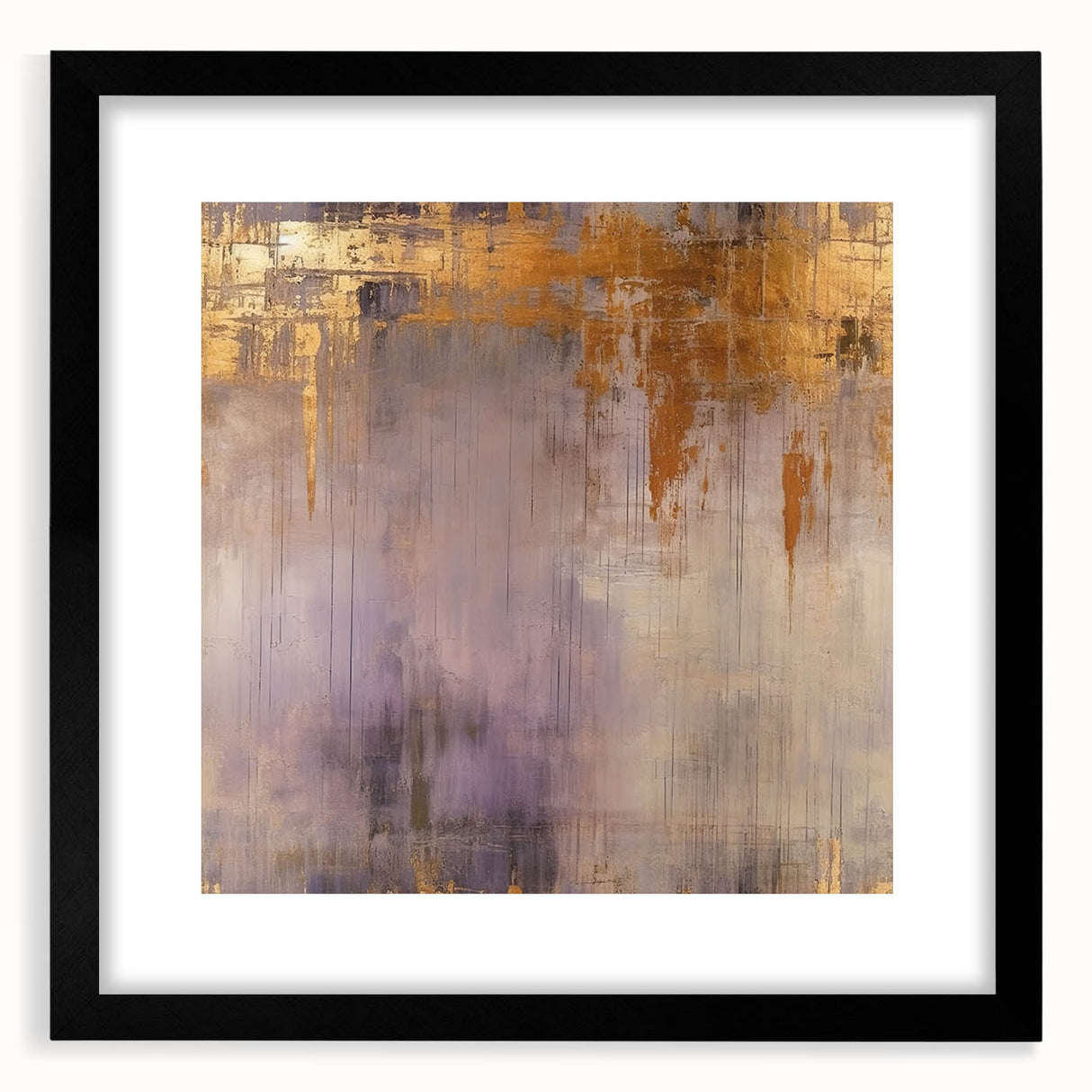 Abstract strokes wall art featuring vibrant colors in a black frame with a white mat, adding a modern touch to home decor. Ideal for contemporary interiors.