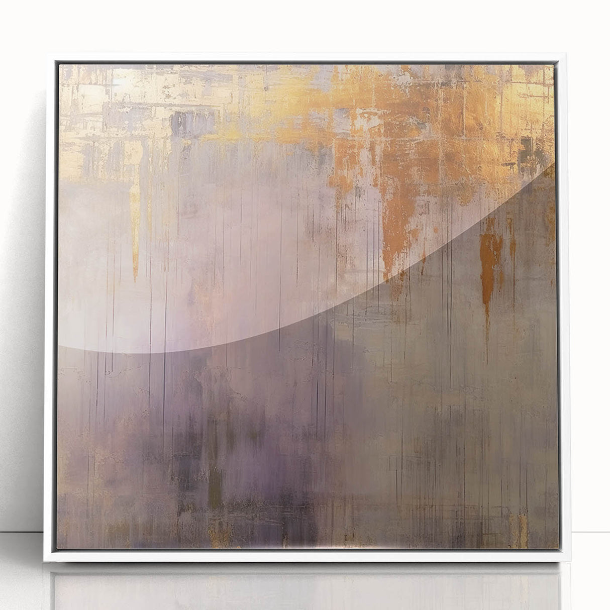 Framed abstract wall art featuring colorful strokes in vibrant hues of blue, pink, and yellow, set against a sleek white background, perfect for modern décor.