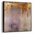 Framed canvas wall art showcasing an abstract design with black strokes on a textured surface, perfect for modern home decor. Side view highlights its sleek profile.