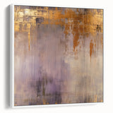 Framed canvas wall art showcasing abstract strokes in shades of blue and gold, set against a white background, viewed from the side to highlight its elegant design and modern aesthetic. Perfect for contemporary home decor.