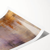 Abstract wall art print showcasing vibrant blue and orange strokes on a textured canvas, elegantly rolled and ready for framing, ideal for contemporary decor.