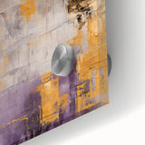Abstract strokes wall art displayed on acrylic glass, showcasing vibrant colors and intricate details. Ideal for modern decor, this close-up highlights the artwork's texture and depth, enhancing any living space with contemporary elegance.
