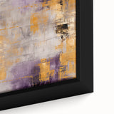 Close-up view of framed abstract strokes wall art on canvas, showcasing vibrant colors and dynamic patterns, perfect for modern home decor or office spaces.