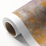 Abstract wall art on rolled canvas showcasing vibrant strokes in blue, gold, and red hues, perfect for modern home decor, packaged carefully in a protective tube.