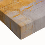 Close-up of abstract strokes wall art on stretched canvas, showcasing vibrant colors and intricate textures, perfect for modern home decor and artistic spaces.