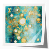 Abstract wall art print showcasing vibrant strokes in shades of blue, pink, and yellow, designed for modern home decor, displayed in a glossy finish.