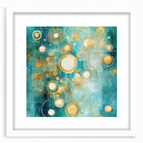 Abstract wall art print featuring colorful strokes in a white frame with a mat, ideal for modern home decor. The piece showcases vibrant hues of blue, yellow, and red, enhancing any contemporary living space. Perfect for adding a splash of creativity to walls.