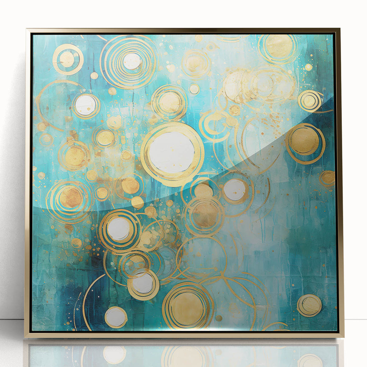 Framed abstract wall art featuring vibrant gold strokes on a textured surface, perfect for modern home decor. Ideal for adding sophistication to any room.