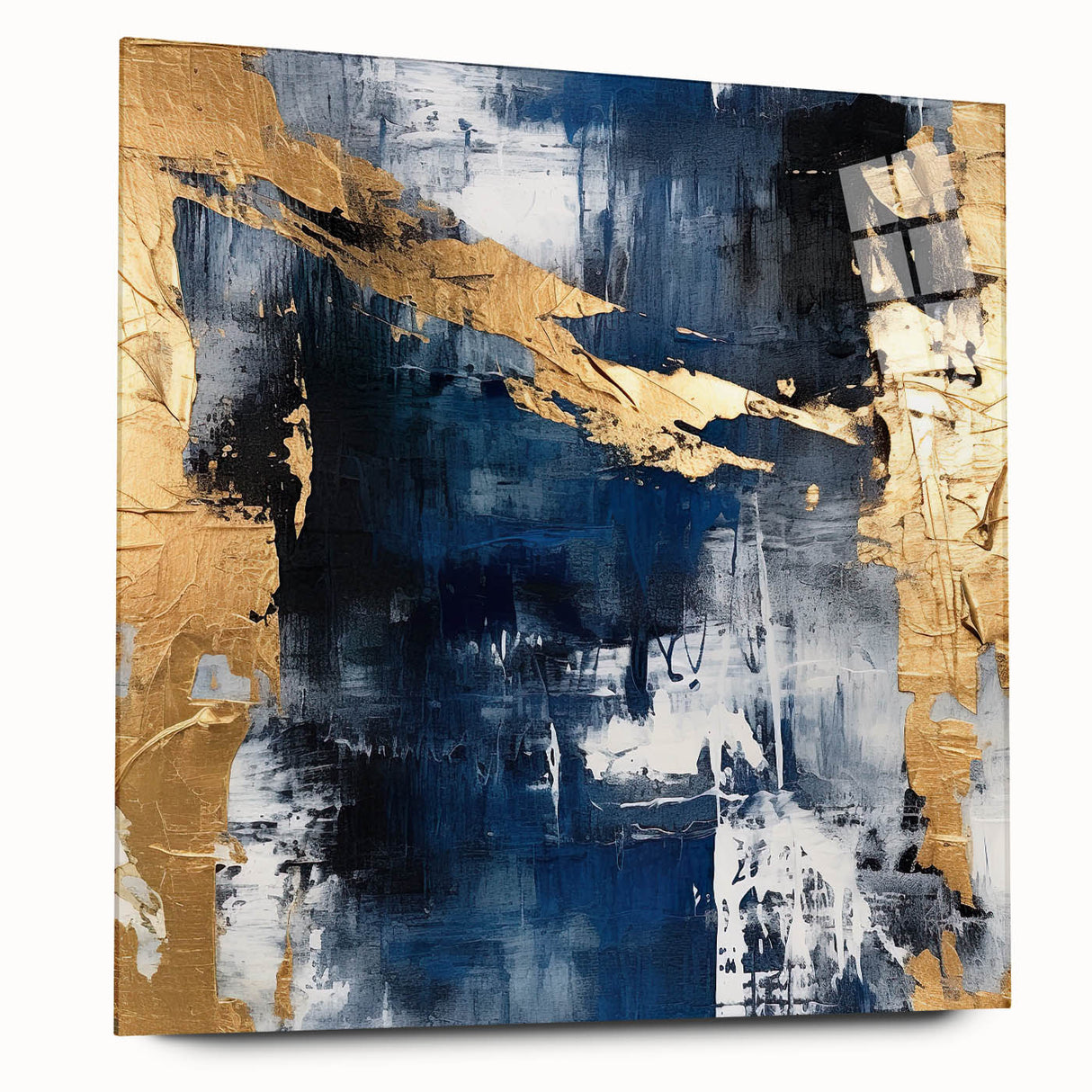 Abstract wall art design showcasing vibrant strokes in bold colors, displayed in a sleek acrylic frame, emphasizing modern decor aesthetics for contemporary spaces.