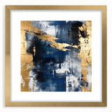 Abstract strokes wall art framed in gold, showcasing vibrant colors and dynamic patterns. Ideal for modern decor, adding a touch of elegance to any space.
