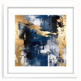 Abstract strokes wall art framed with a white mat, showcasing a modern design of bold colors and flowing lines, perfect for contemporary home decor.