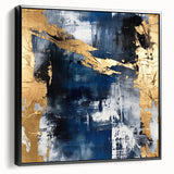 Framed black abstract strokes wall art displayed from the side, showcasing a modern design ideal for contemporary home decor. Perfect for living rooms or offices.