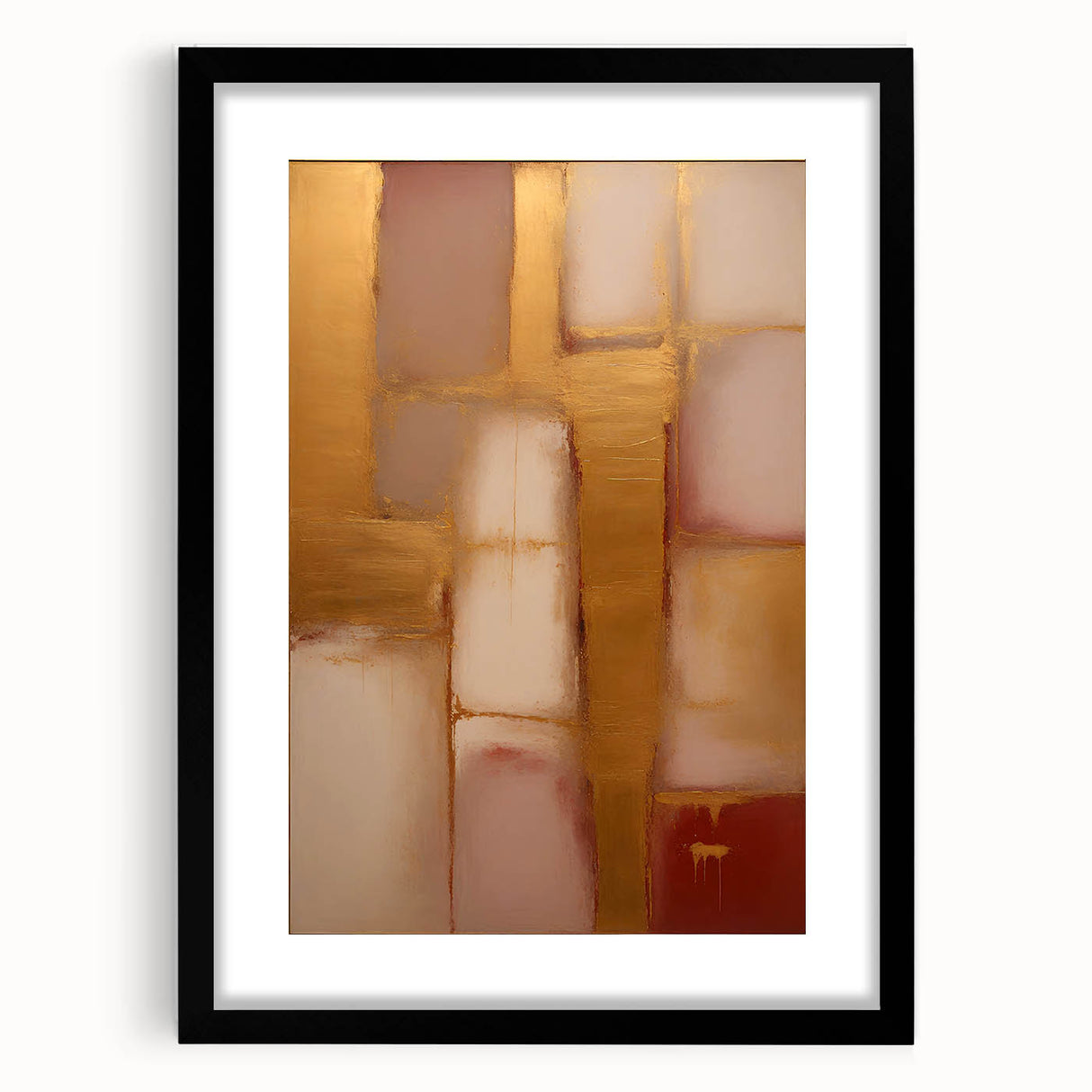 Abstract wall art showcasing vibrant strokes in various colors, framed with a sleek black mat. Ideal for modern home decor, adding a stylish touch to any room.