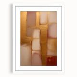 Abstract strokes wall art framed with a white mat, showcasing vibrant colors and dynamic patterns, perfect for modern home decor. Ideal for living rooms or creative spaces.