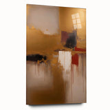 Abstract strokes wall art displayed in a sleek acrylic glass frame, showcasing vibrant colors and dynamic patterns, perfect for modern home decor.