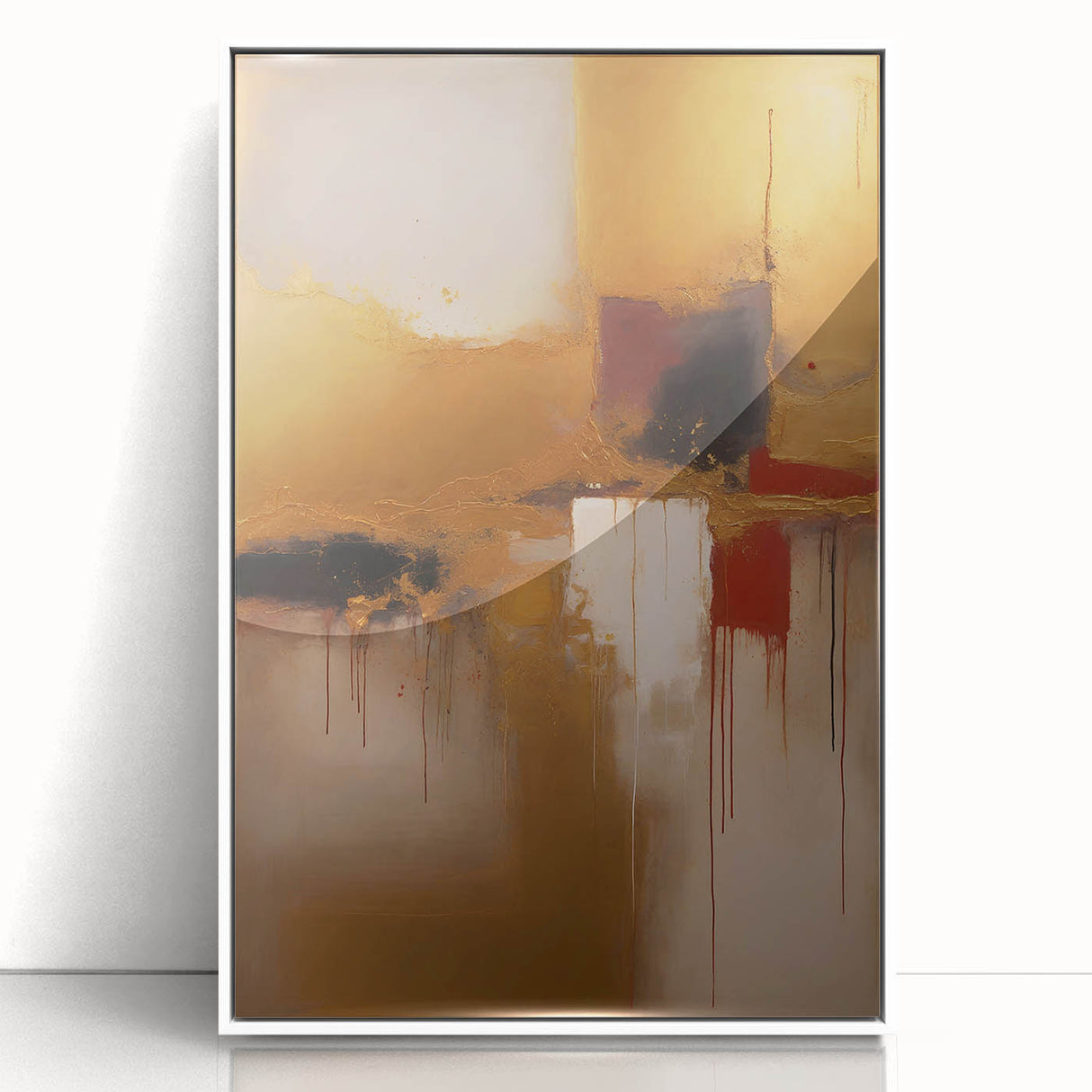 Framed acrylic wall art showcasing abstract strokes in soft pastel colors, designed to add a modern touch to home decor. Ideal for contemporary interiors.