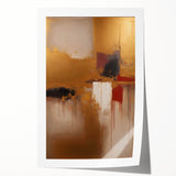 Abstract wall art print showcasing vibrant strokes of blue, orange, and yellow on a textured background, ideal for modern home decor.