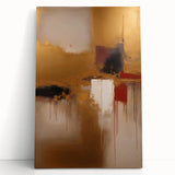 Colorful abstract strokes wall art on stretched canvas, showcasing vibrant hues of blue, orange, and yellow, ideal for modern home decor.