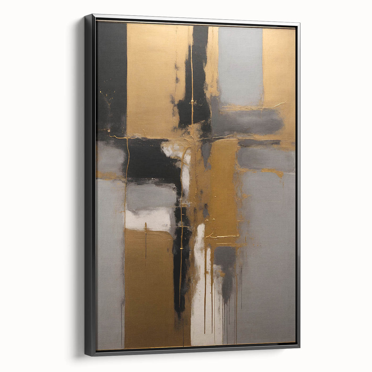 Framed canvas wall art featuring an abstract design with black strokes on a light background, showcasing a modern aesthetic for contemporary decor.