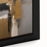 Close-up view of abstract strokes wall art on a framed canvas, showcasing vibrant colors and intricate textures, perfect for modern home decor.