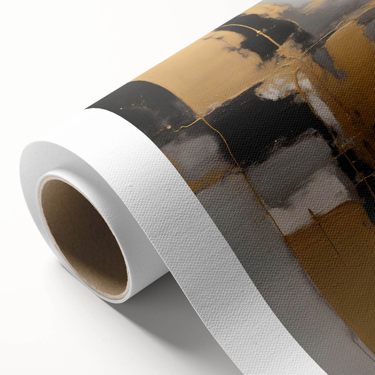Abstract strokes wall art on rolled canvas, showcasing vibrant colors and dynamic patterns, packaged securely in a cardboard tube for easy transport and display. The design enhances modern decor with its artistic flair and contemporary aesthetic appeal.