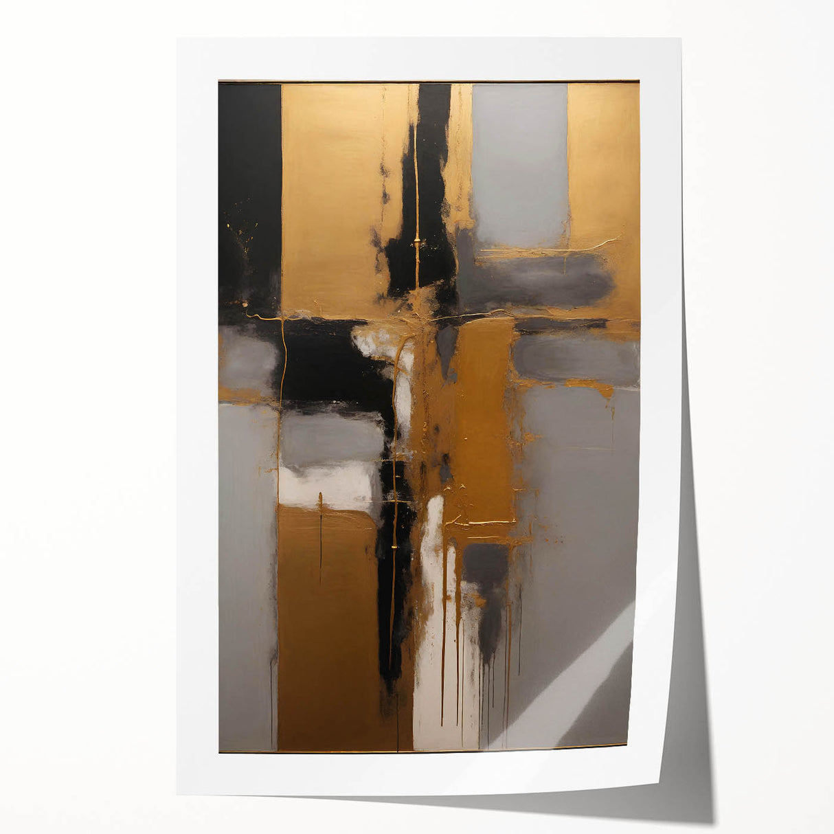 Abstract wall art print featuring vibrant strokes in shades of blue, orange, and yellow, showcasing a modern design ideal for contemporary home decor. Perfect for adding a splash of color to living spaces.