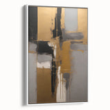 Framed canvas wall art displaying abstract strokes in soft white and muted tones, showcasing a modern design perfect for contemporary home decor.