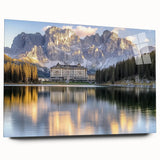 Acrylic wall art depicting a vibrant landscape with a majestic castle set against a clear blue sky, showcasing intricate details and vivid colors. Ideal for home decor.
