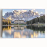 Stretched canvas artwork depicting a majestic castle surrounded by lush landscapes, featuring vibrant colors and intricate details that enhance any home decor.