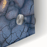 Close-up of an acrylic glass landscape artwork showcasing rugged cliffs and serene vistas, emphasizing vibrant colors and detailed textures, ideal for home decor.