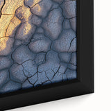 Framed canvas artwork showcasing a stunning close-up of rugged cliffs against a vibrant sky, highlighting intricate textures and earthy tones, perfect for nature enthusiasts.