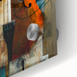Close-up view of abstract figurative wall art printed on acrylic glass, showcasing vibrant colors and intricate details, perfect for modern home decor. This artwork adds a contemporary touch to any space.