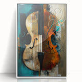 Framed abstract figurative wall art in white acrylic, showcasing vibrant colors and dynamic shapes, perfect for modern home decor. Ideal for enhancing artistic spaces.