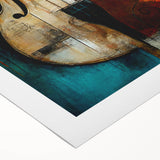 Abstract figurative wall art on rolled canvas showcasing vibrant colors and dynamic shapes, ideal for modern home decor, packaged securely in a cardboard tube.