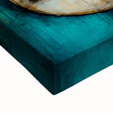 Close-up view of an abstract figurative wall art piece on stretched canvas, showcasing vibrant colors and intricate textures, perfect for modern home decor.