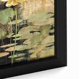 Close-up of a framed abstract floral wall art piece showcasing vibrant colors and intricate details, perfect for enhancing modern home decor aesthetics.