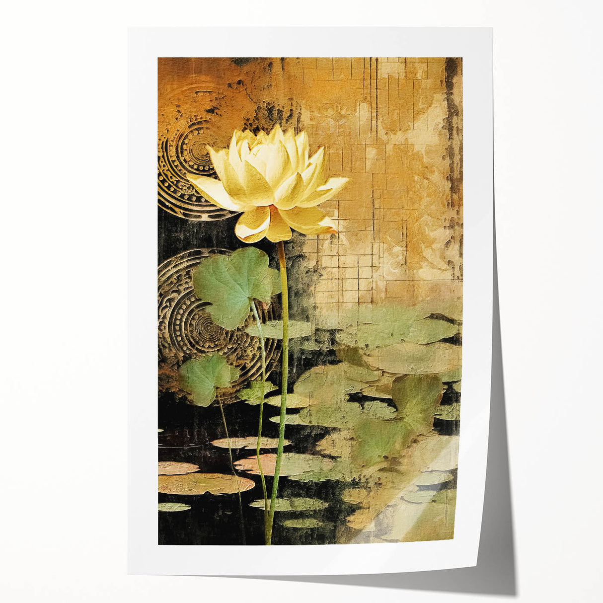 Abstract floral wall art print showcasing vibrant colors and intricate designs, rolled for easy shipping and display, perfect for modern home decor.