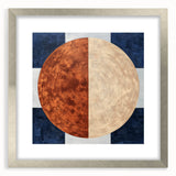 Silver geometric frame with a mat, showcasing an abstract design, viewed from the front, perfect for modern home decor. Ideal for art enthusiasts seeking contemporary style.