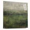 Abstract landscape wall art displayed in a side view, showcasing vibrant colors and dynamic shapes on acrylic glass, mounted with stylish pins for easy installation.