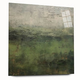 Abstract landscape wall art displayed from a side view, showcasing vibrant colors and smooth acrylic glass finish. Perfect for modern home decor.