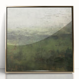 Framed acrylic wall art showcasing an abstract landscape with gold accents, designed to elevate modern decor. Perfect for living rooms and contemporary spaces.