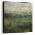 Framed canvas wall art showcasing a modern abstract landscape in muted tones, featuring a black frame, perfect for contemporary home decor.