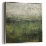 Framed abstract landscape wall art in silver frame, showcasing vibrant colors and flowing shapes, ideal for modern home décor and artistic ambiance.